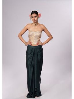 RIRASA - Ira Green Bustier With Drape Skirt