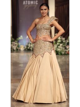 Basanti Kapde aur Koffee - Gold Silk Embroidered Lehenga Set
