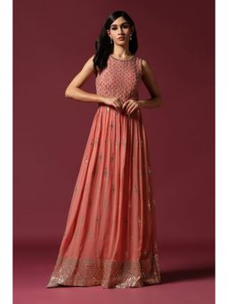 "Two Sisters" by Gyans - Peach Gotta Work Georgette Anarkali Dress