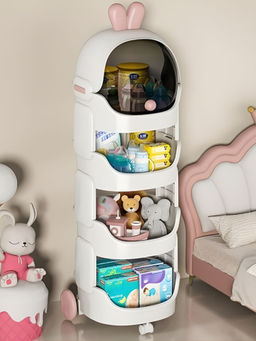 Polka Tots - Multi-Purpose 4 Tier Kids Storage Organizer Drawer Rack - White (18-24 Months)