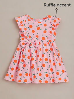 Hopscotch - Peachy Flutter Bow Dress