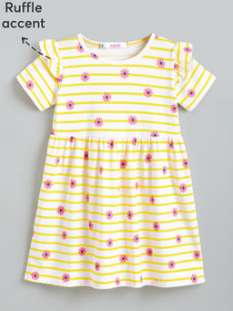Hopscotch - Sunshine Stripe Flower Dress