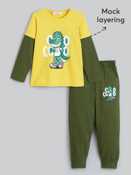 Hopscotch - 2 Piece Dino Cool Mock Layer T-Shirt with Joggers Set