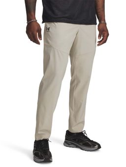 Under Armour - Cream Polyester Mid Waist Solid Trackpant
