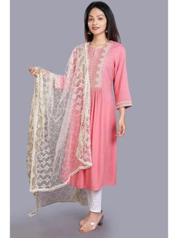 Cotton Culture - Off White Embroidered Net Dupatta