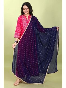 Cotton Culture - Navy Blue Chiffon Embellished Dupatta