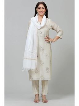 Cotton Culture - Off White Organza Embroidered Dupatta