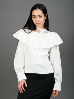 Odette - Women White Cotton Blend Solid Top