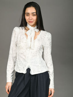 Odette - Women White Crush Printed Top