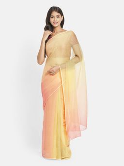 Fabindia - Pink Cotton Ombre Saree without Blouse