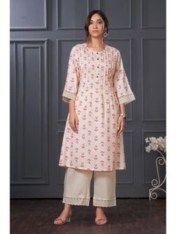 BulBul - Women Pink Rayon Kurta with Pant (Set of 2)