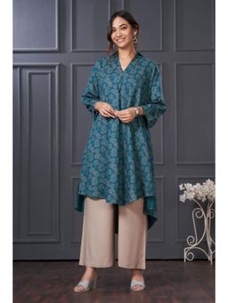 BulBul - Women Teal Rayon Kurta with Pant (Set of 2)