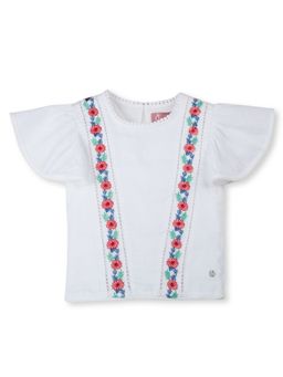 Gini & Jony - Girls White Embroidery Cotton Woven Top