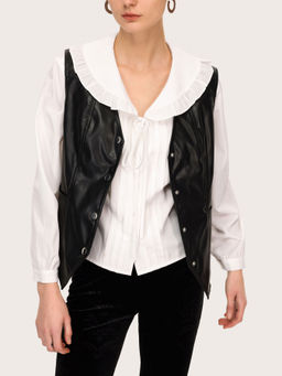 Cider - Faux Leather Button Up Jacket
