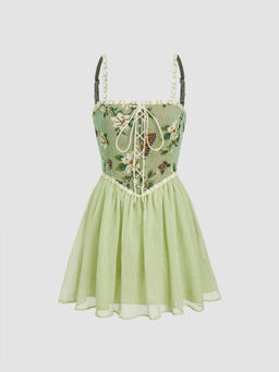 Cider - Secret Garden Corset Mini Dress