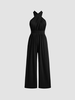 Cider - Solid Rib Criss Cross Knotted Jumpsuit