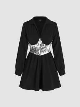 Cider - Toile De Jouy Patchy Shirt Dress
