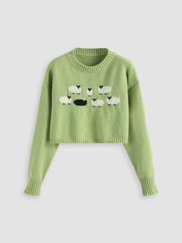 Cider - Solid Cute Sheep Crop Sweater