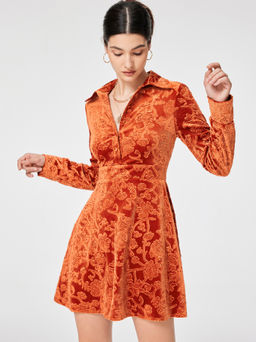 Cider - Floral Jacquard Velvet Mini Dress