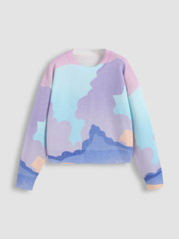 Cider - Wool-blend Patchy Rainbow Long Sleeve Sweater