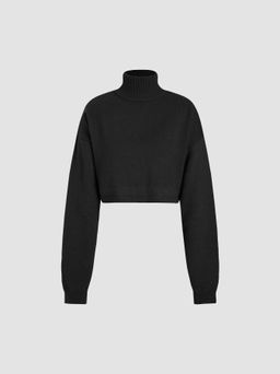 Cider - Striped High Neck Oversized Crop Sweater