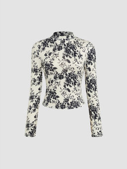 Cider - Floral Knitted Long Sleeve Top