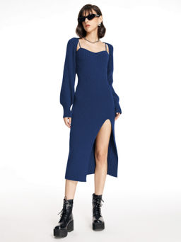 Cider - Knit Solid Cami Split Midi Dress & Crop Top