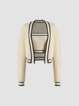 Cider - Two Tone Knit Strapless Top & Cardigan