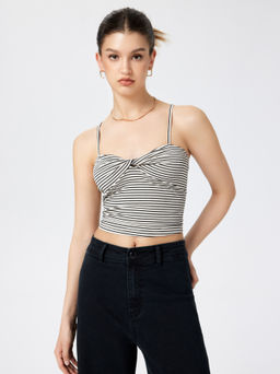 Cider - Rib Striped Twist Crop Top
