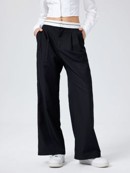 Cider - Contrast Trim Low Waist Wide Leg Pants
