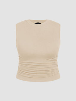 Cider - Sleeveless Ruched Crop Top Curve & Plus