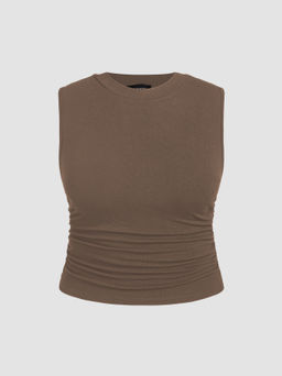 Cider - Sleeveless Ruched Crop Top Curve & Plus