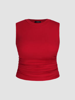 Cider - Sleeveless Ruched Crop Top Curve & Plus