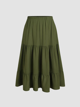 Cider - Ruffle Elastic Waist Maxi Skirt Curve & Plus