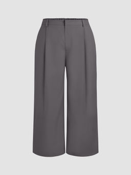 Cider - Mid Waist Pleated Pocket Wide Leg Pants Curve & Plus