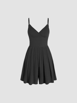 Cider - Solid V Neck Wide Leg Romper