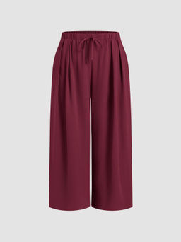 Cider - Elastic Waist Wide Leg Trousers Curve & Plus