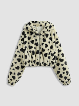 Cider - Fleece Hooded Leopard Drawstring Jacket