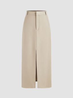 Cider - Solid High Waist Split Maxi Skirt