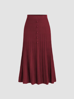 Cider - Knit Mid Waist Button Maxi Skirt