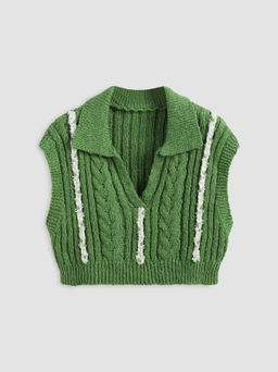 Cider - Knit Collar Striped Vest
