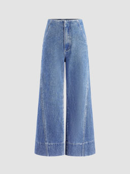 Cider - Solid Denim High Waist Wide Leg Jeans