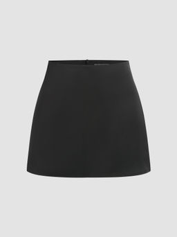 Cider - Solid Satin High Waist Short Skirt Curve & Plus