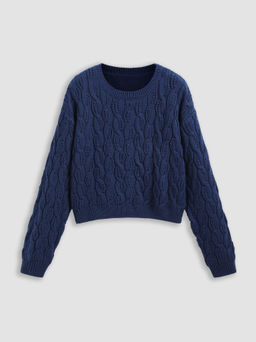 Cider - Round Neck Cable Knit Sweater
