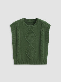 Cider - Round Neckline Geometric Knitted Vest