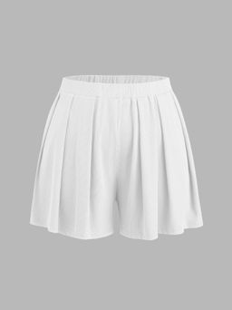 Cider - Solid Elastic Waist Wide Leg Shorts Curve & Plus