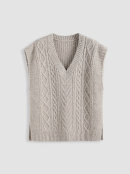 Cider - Wool-blend Cable Knit V-neck Vest