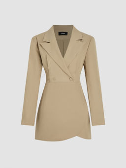 Cider - Collar Solid Button Mini Dress