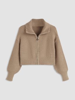 Cider - Solid Knit Polo Zipper Cardigan Curve & Plus