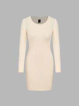 Cider - Knit Round Neck Long Sleeve Mini Dress